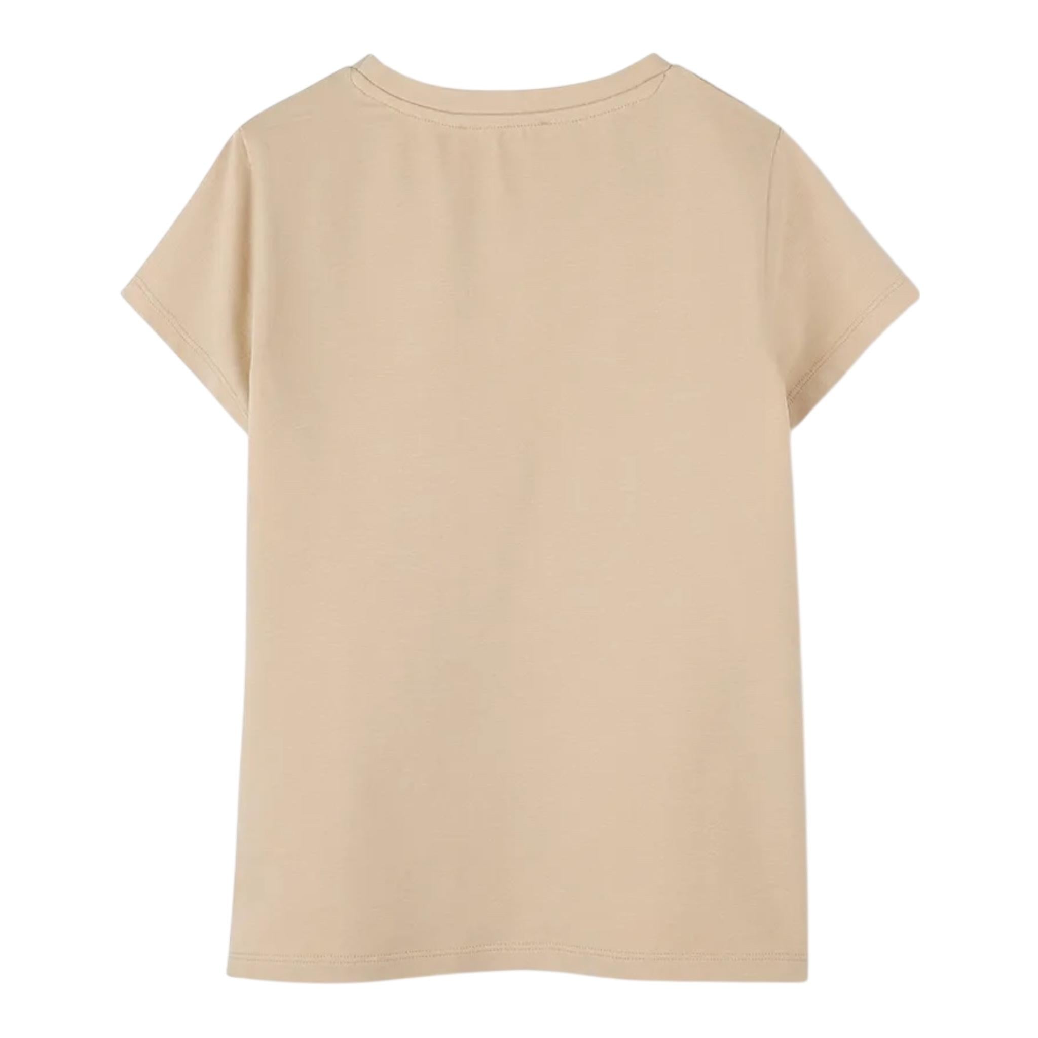 Michael Kors T-Shirt Girocollo Tinta Unita con Stampa per Bambina R30314 BEIGE MICHAEL KORS 