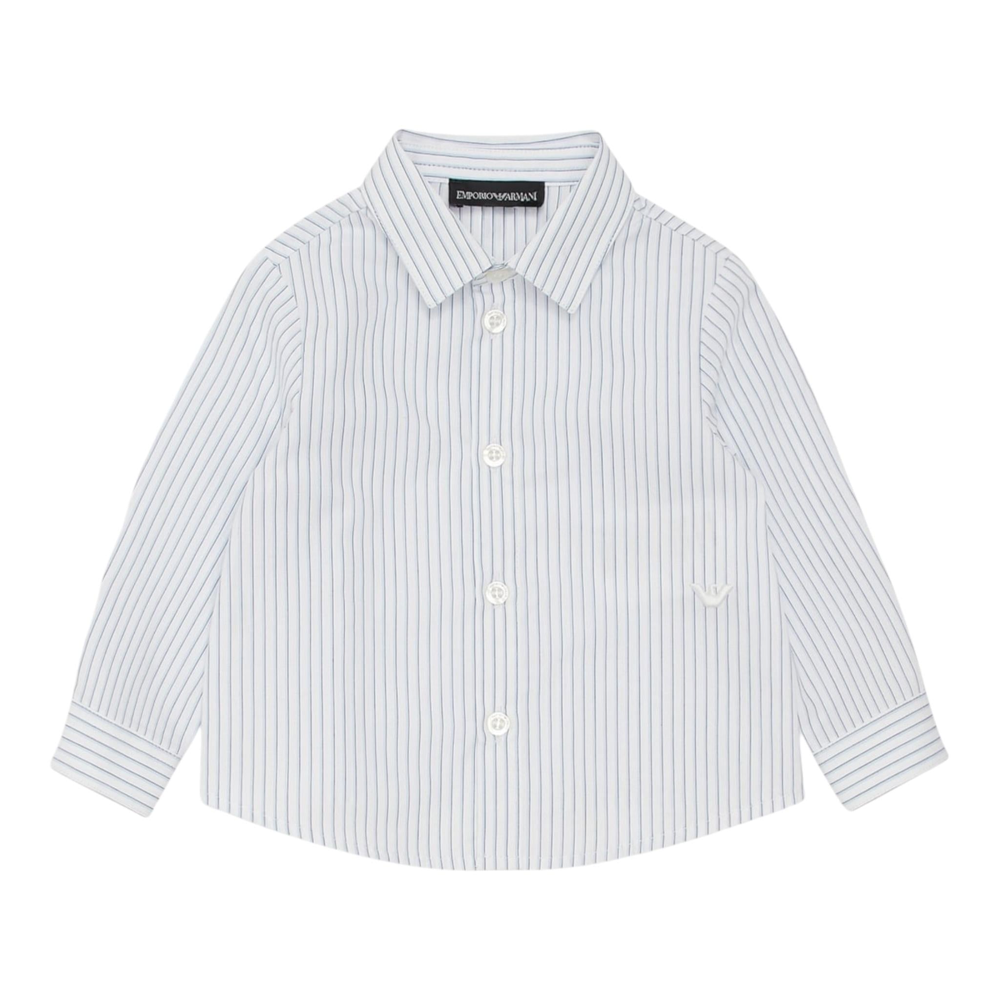 Emporio Armani Camicia Tinta Unita con Manica Lunga Fantasia A Righe per Neonato 6DHCJD BIANCO EMPORIO ARMANI 