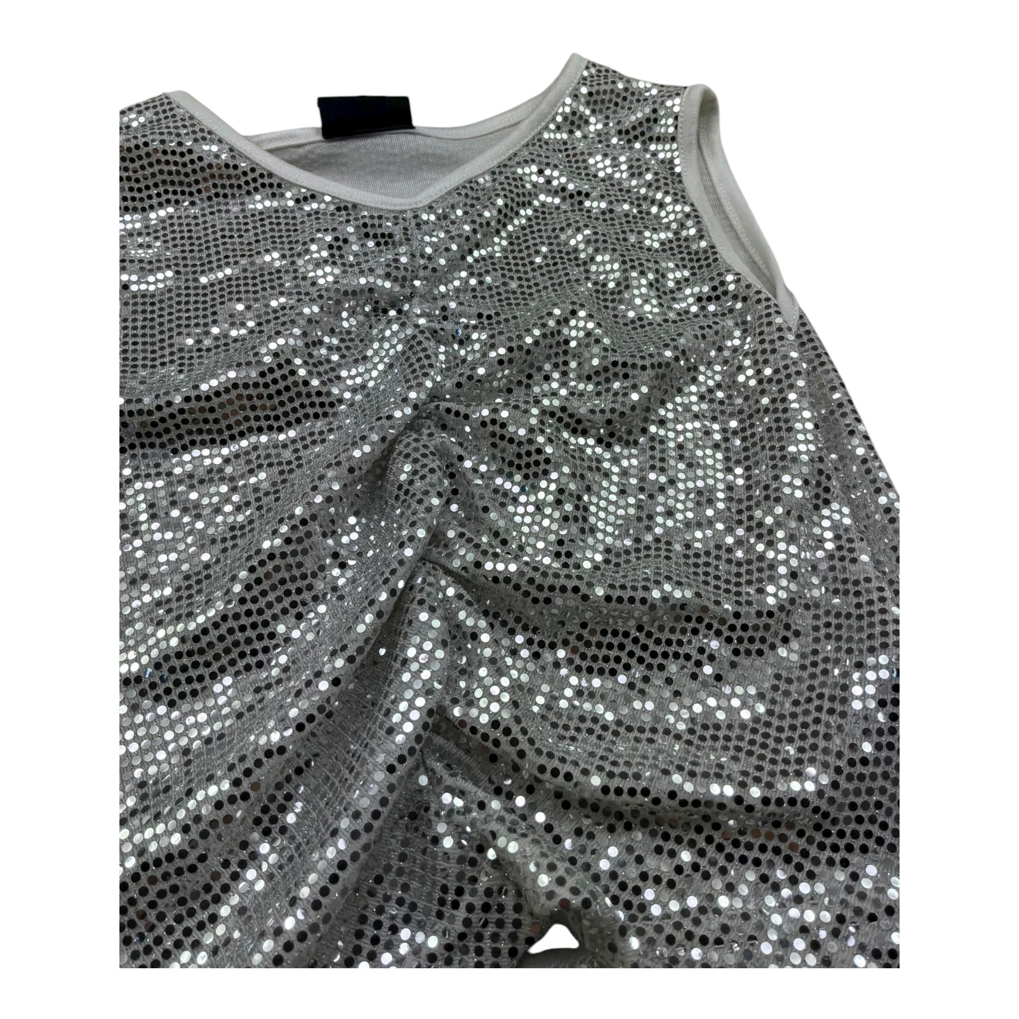 Marc Ellis Top Giromanica Tinta Unita con Paillettes per Bambina JMJTP01185 ARGENTO MARC ELLIS 