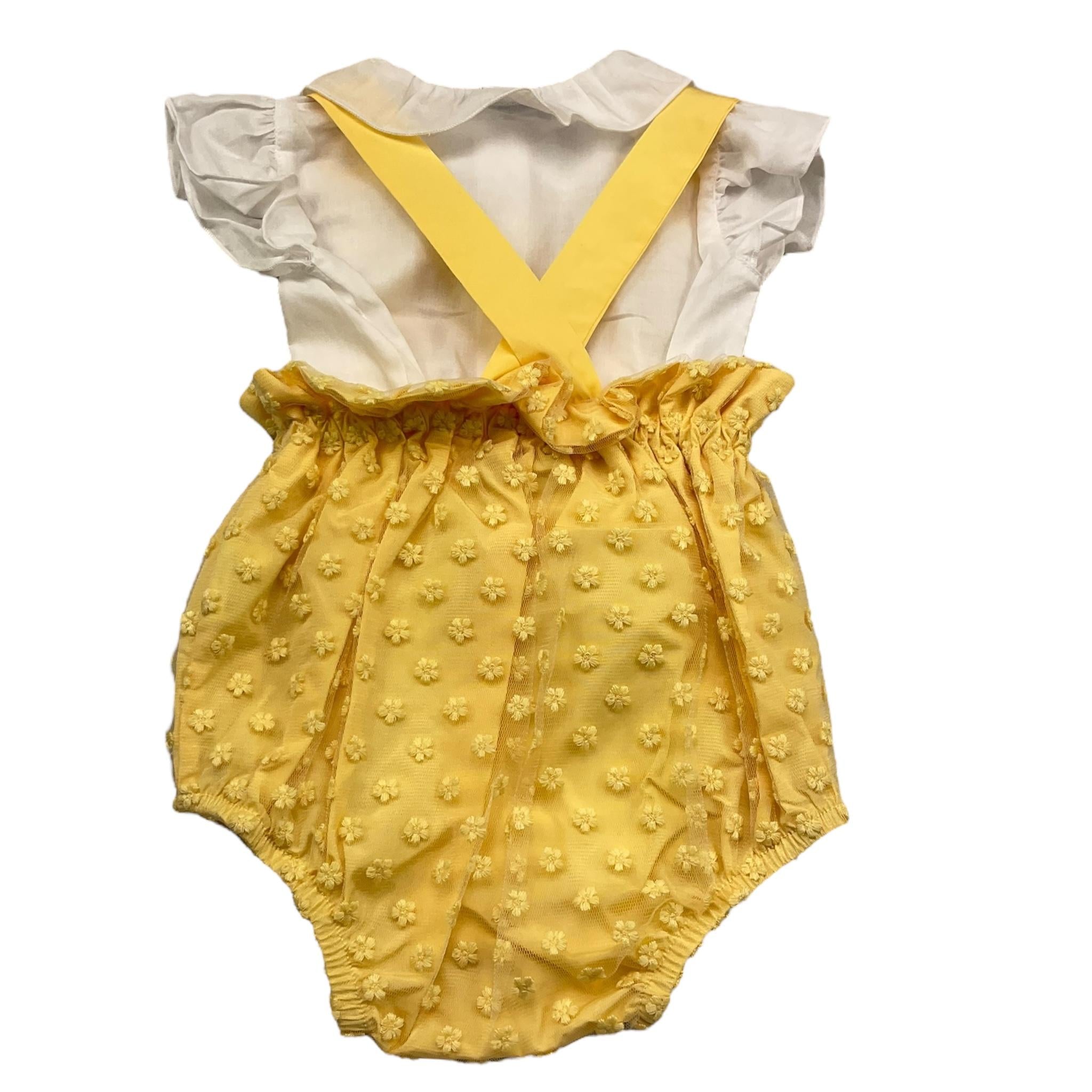 Barcellino Completo 2 Pezzi Camicia-Pagliaccetto per Neonata COMPLB BIANCO/GIALLO BARCELLINO 