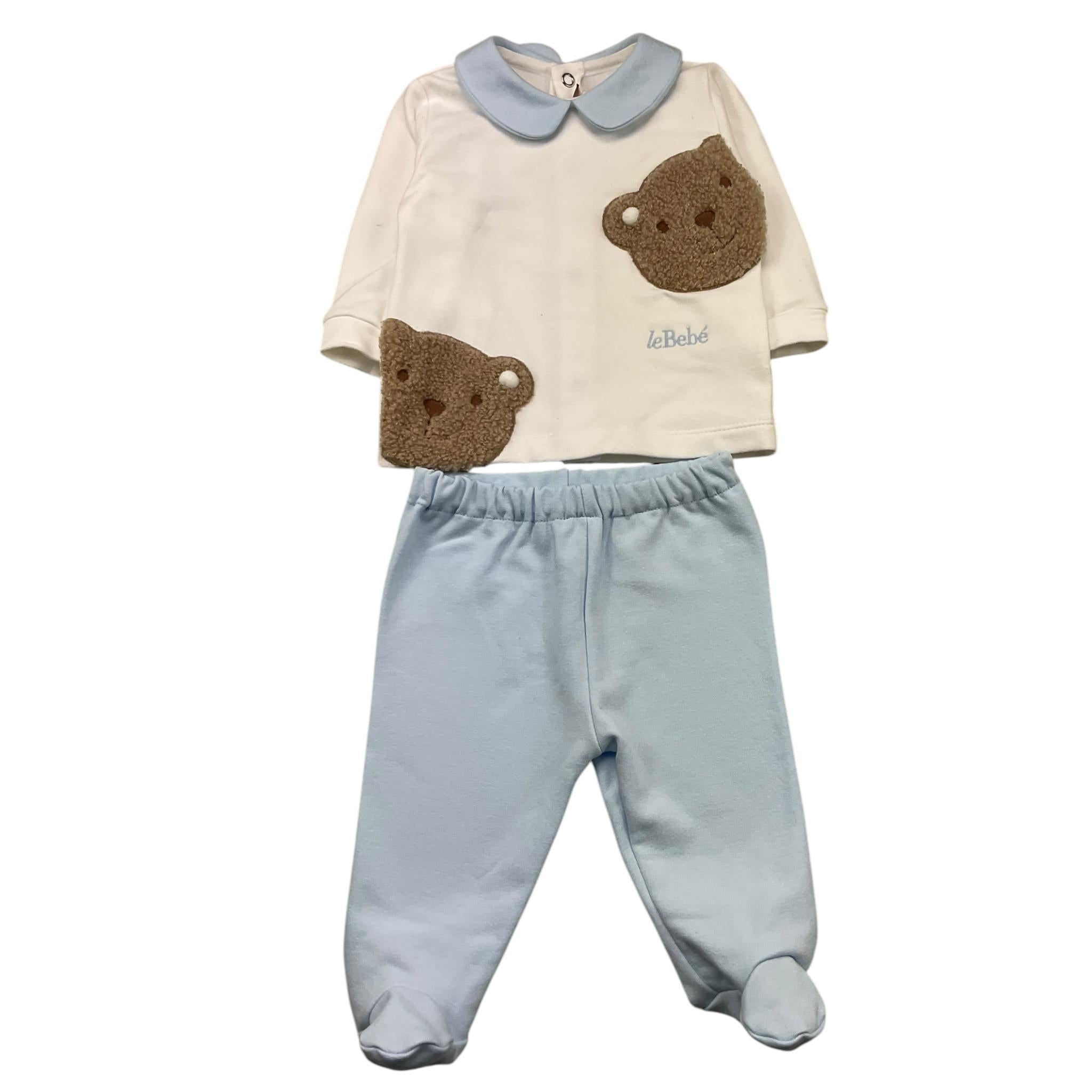 LE BEBE' completo 2 pezzi shirt-ghettina bicolore Bianco/azzurro per Neonato LBB5124 BIANCO/AZZURRO LE BEBE' 