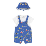 Mayoral Completo 3 Pezzi T-Shirt-Salopette-Cappello per Neonato 1624 BLU MAYORAL 