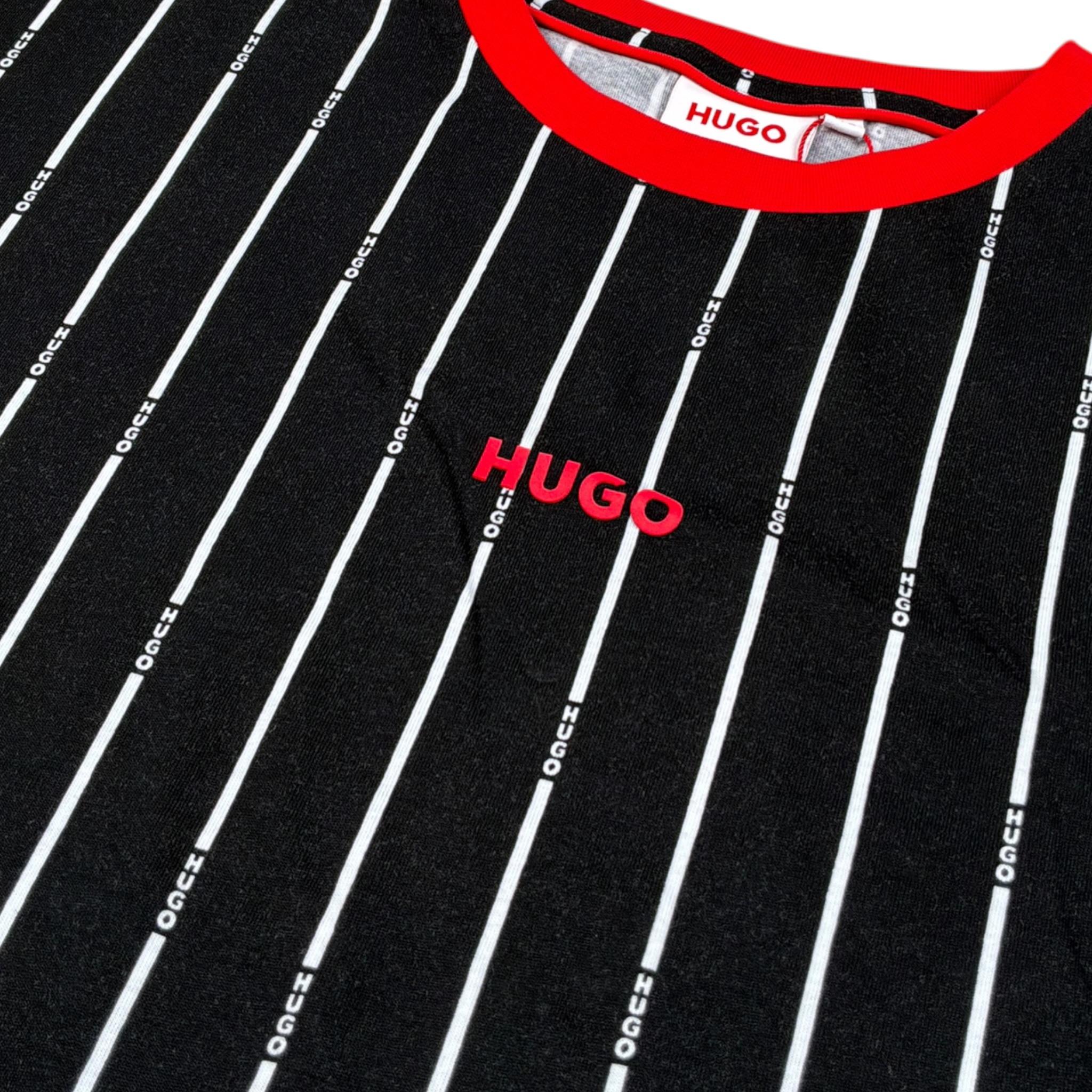 Hugo  T-Shirt tinta unita con Fantasia A Righe Nero per Bambino G00013 NERO HUGO 