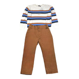 Never Too Completo Maglioncino Tricolore-Pantalone Bianco Per Bambino
