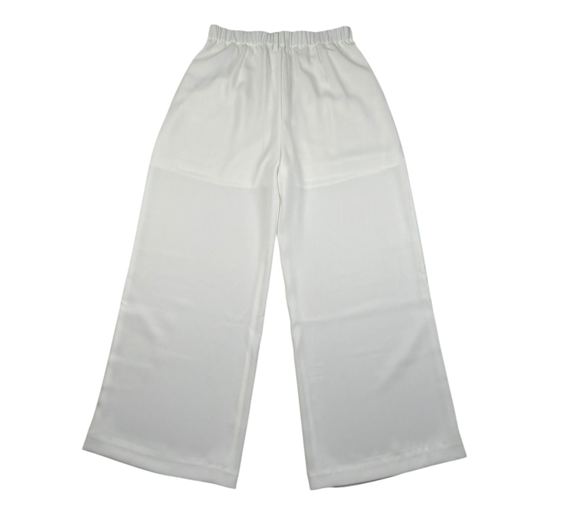 Liu Jo Pantalone Tinta Unita Moodello A Palazzo per Bambina GA5032X BIANCO LIU JO 