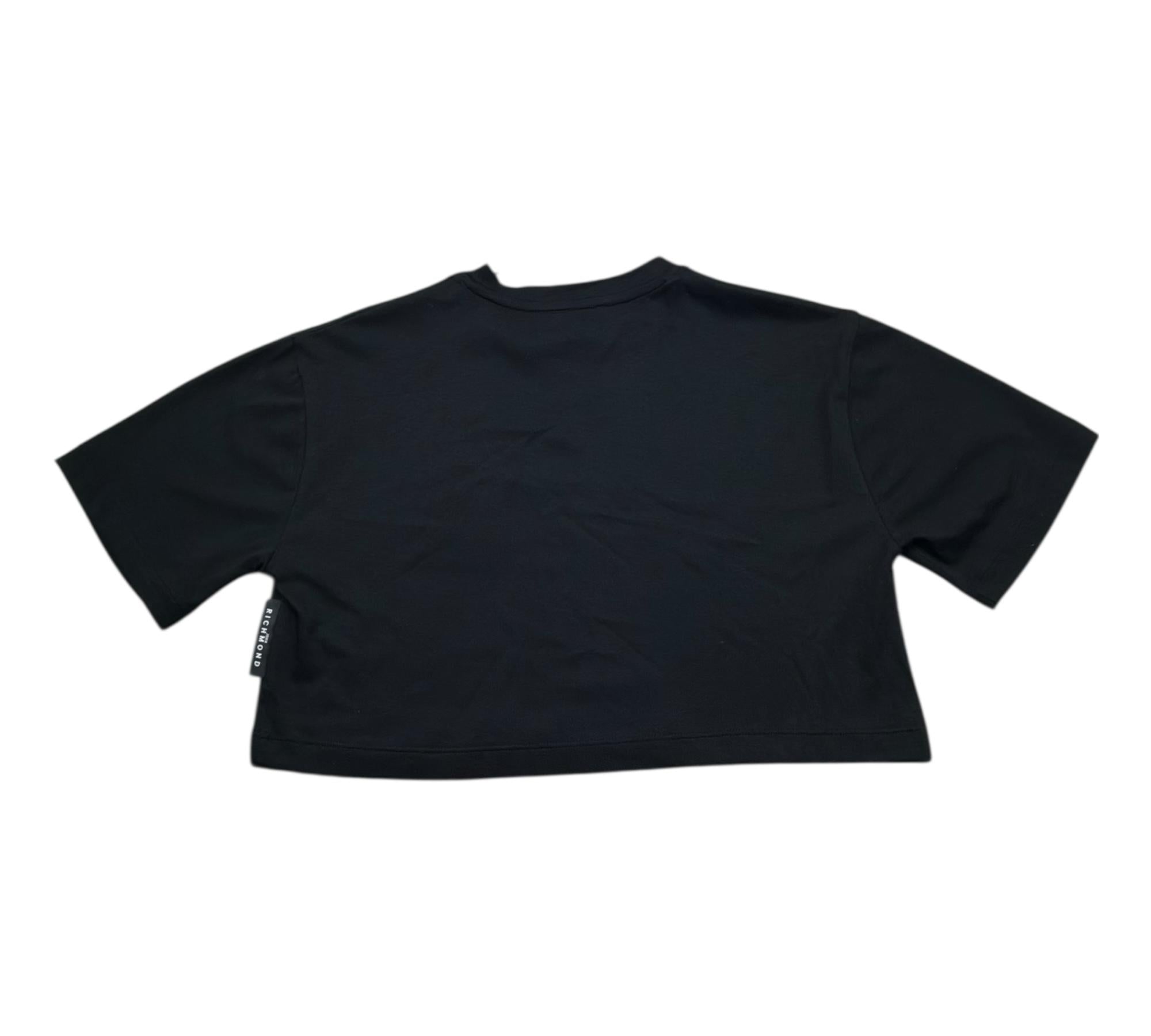 John Richmond T-Shirt Girocollo Tinta Unita con Brillantini per Bambina RGP26203TS NERO JOHN RICHMOND 