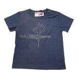Cesare Paciotti T-Shirt Tinta Unita Girocollo Con Stampa Logo Blu Per Neonato
