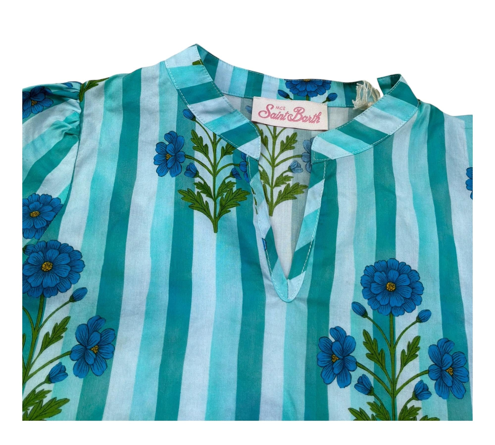 Saint Barth Abito Mezza Manica Stampa Fantasia Floreale per Bambina JUMEIRA VERDE SAINT BARTH 