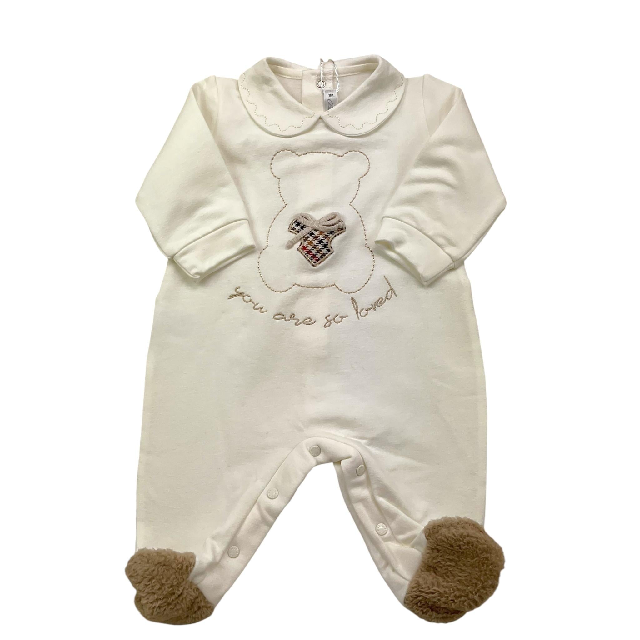 BARCELLINO tutina tinta unita con stampa Bianco per Neonata 115701 BIANCO BARCELLINO 