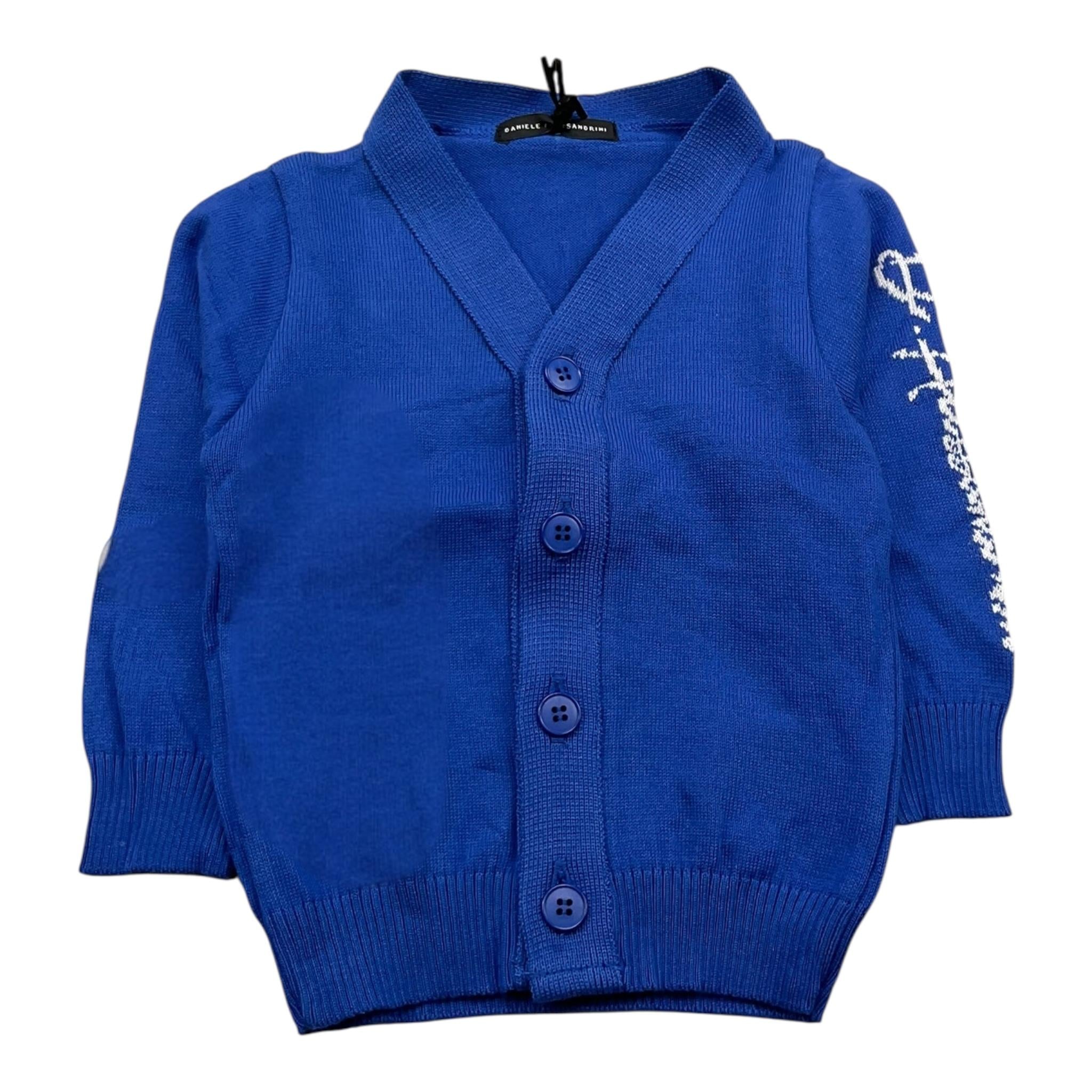 DANIELE ALESSANDRINI cardigan tinta unita con scollo a v  Cobalto per Neonato 1291W00008X COBALTO DANIELE ALESSANDRINI 