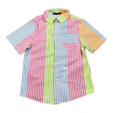 Daniele Alessandrini Camicia Tinta Unita con Fantasia A Righe Mezza Manica per Bambino 1236C00295 BIANCO DANIELE ALESSANDRINI 