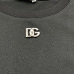 Dolce & Gabbana T-Shirt Girocollo Tinta Unita con Logo per Bambina L5JTKT NERO DOLCE & GABBANA 