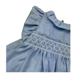 Le Bebe Abito Mezza Manica Tinta Unita con Ricami per Neonata LBG6371 AZZURRO LE BEBE 