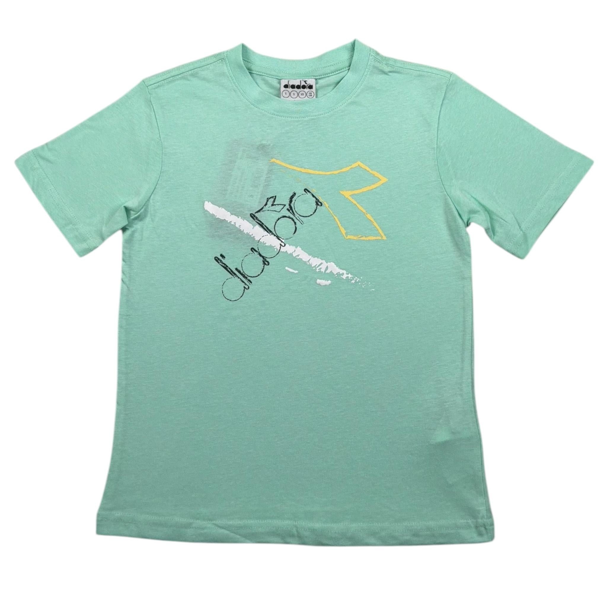Diadora T-Shirt Girocollo Tinta Unita con Stampa per Bambino 102181706 VERDE ACQUA DIADORA 