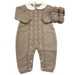 BABY LORD tutina manica lunga tinta unita cn babbucce Fango per Neonato 316 FANGO BABY LORD 