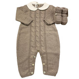 BABY LORD tutina manica lunga tinta unita cn babbucce Fango per Neonato 316 FANGO BABY LORD 