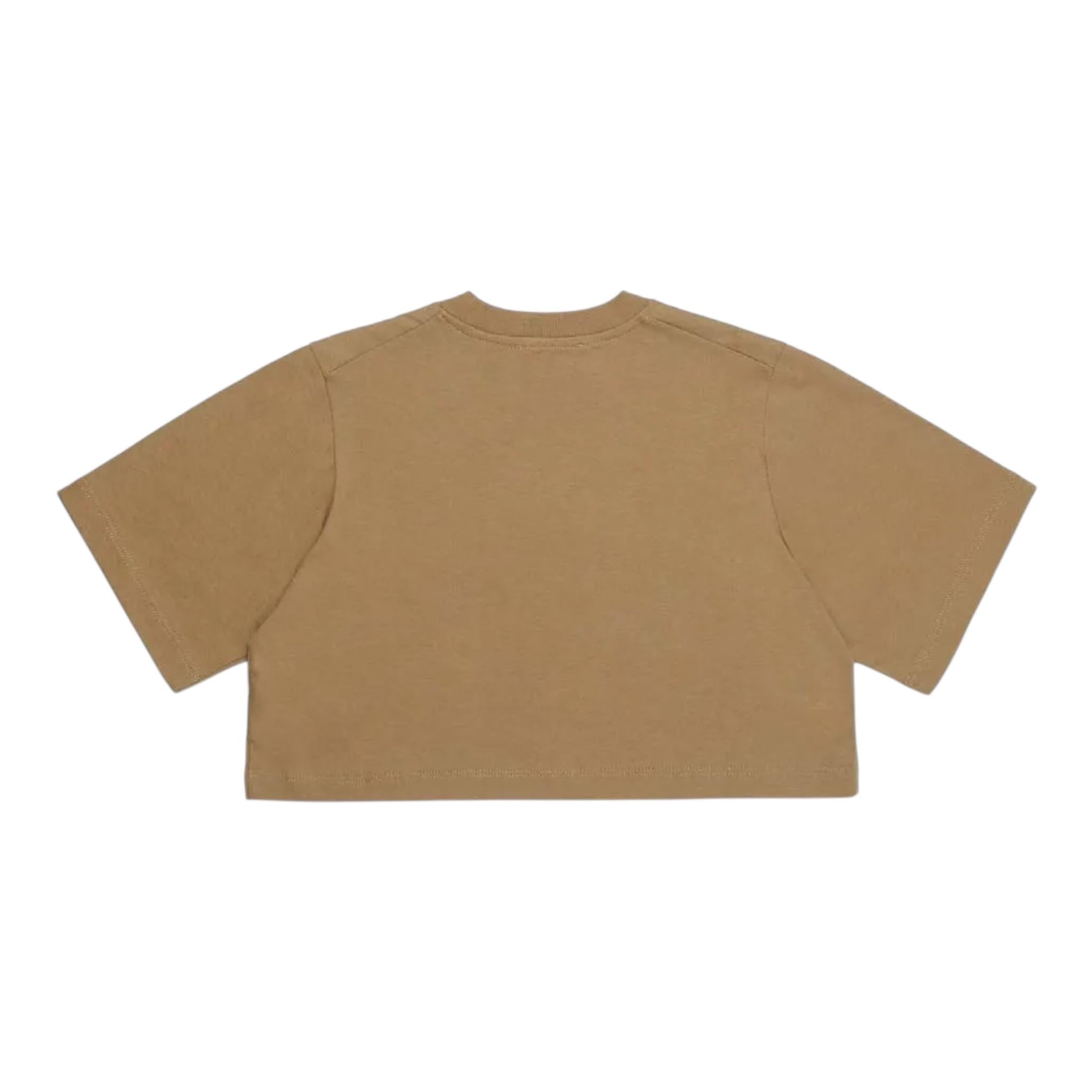 Dsquared2 T-Shirt Girocollo Tinta Unita con Stampa Modello Crop per Bambina DQ2931 BEIGE DSQUARED2 