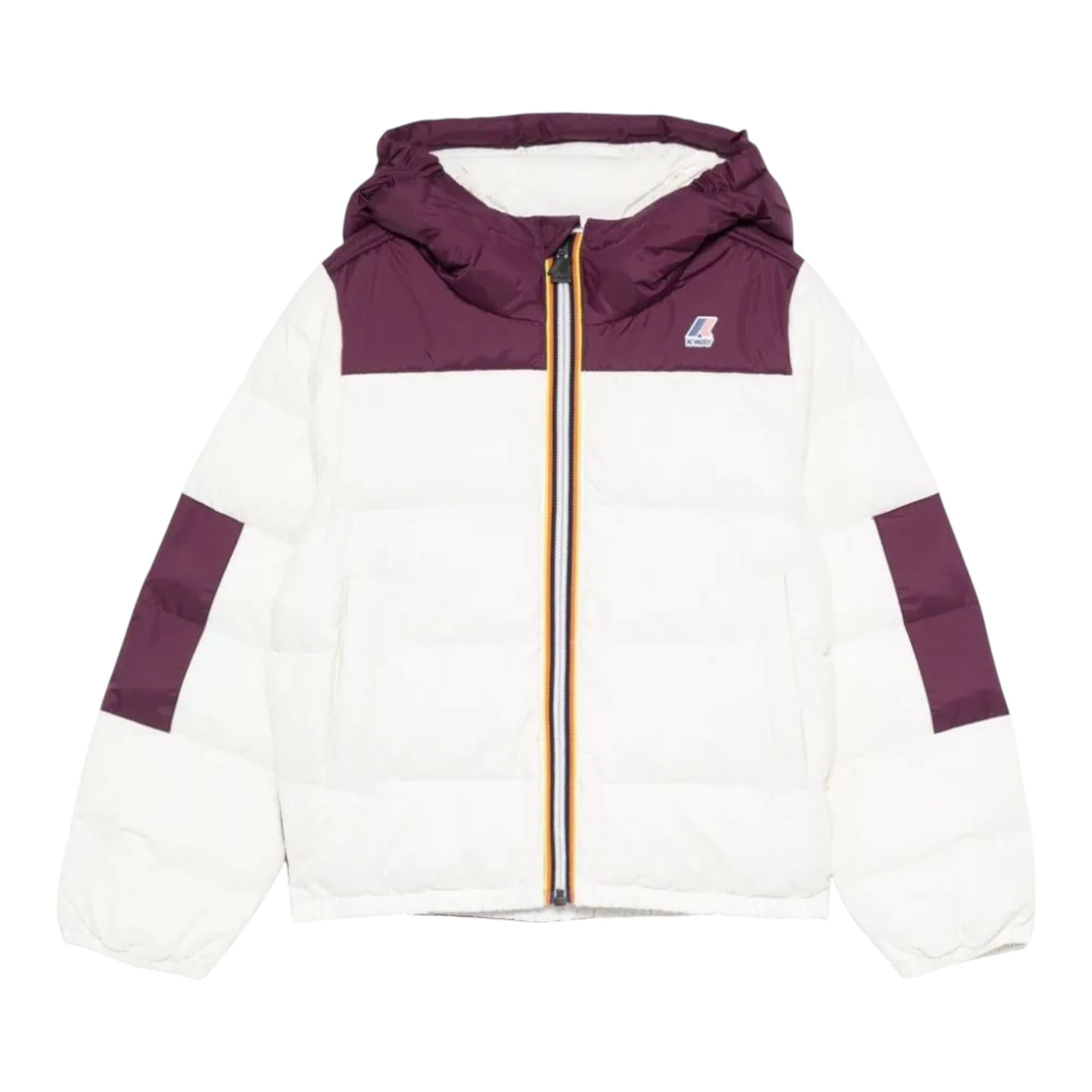 K-WAY giubbino bicolore con cappuccio in contrasto Bianco/viola per Bambina K6117YWAX BIANCO/VIOLA K-WAY 