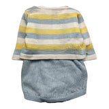 Marlu' Completo 3 Pezzi Camicia-Cardigan-Pagliaccetto Azzurro Per Neonato