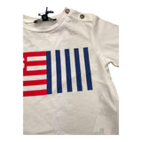 Please T-Shirt Girocollo Tinta Unita Con Stampa Bianco Per Neonato