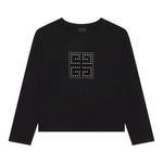 GIVENCHY shirt girocollo tinta unita con con brillantini Nero per Bambina H15335 NERO GIVENCHY 