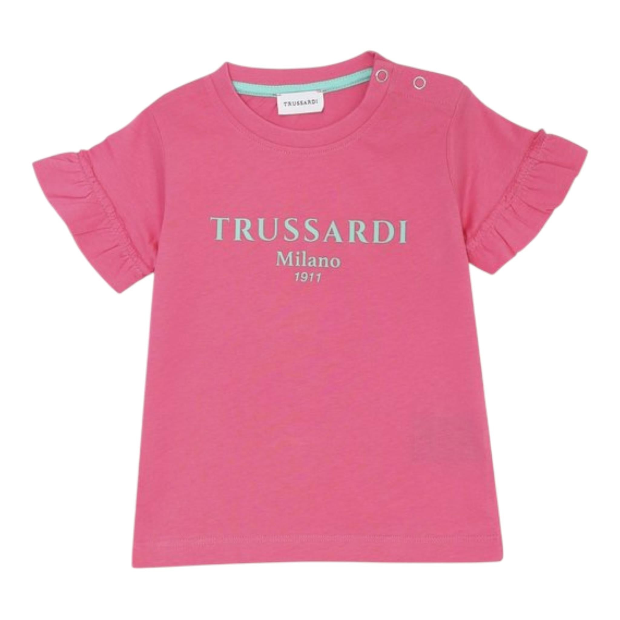 Trussardi T-Shirt Tinta Unita con Stampa per Neonata TIP25001TS ROSA TRUSSARDI 