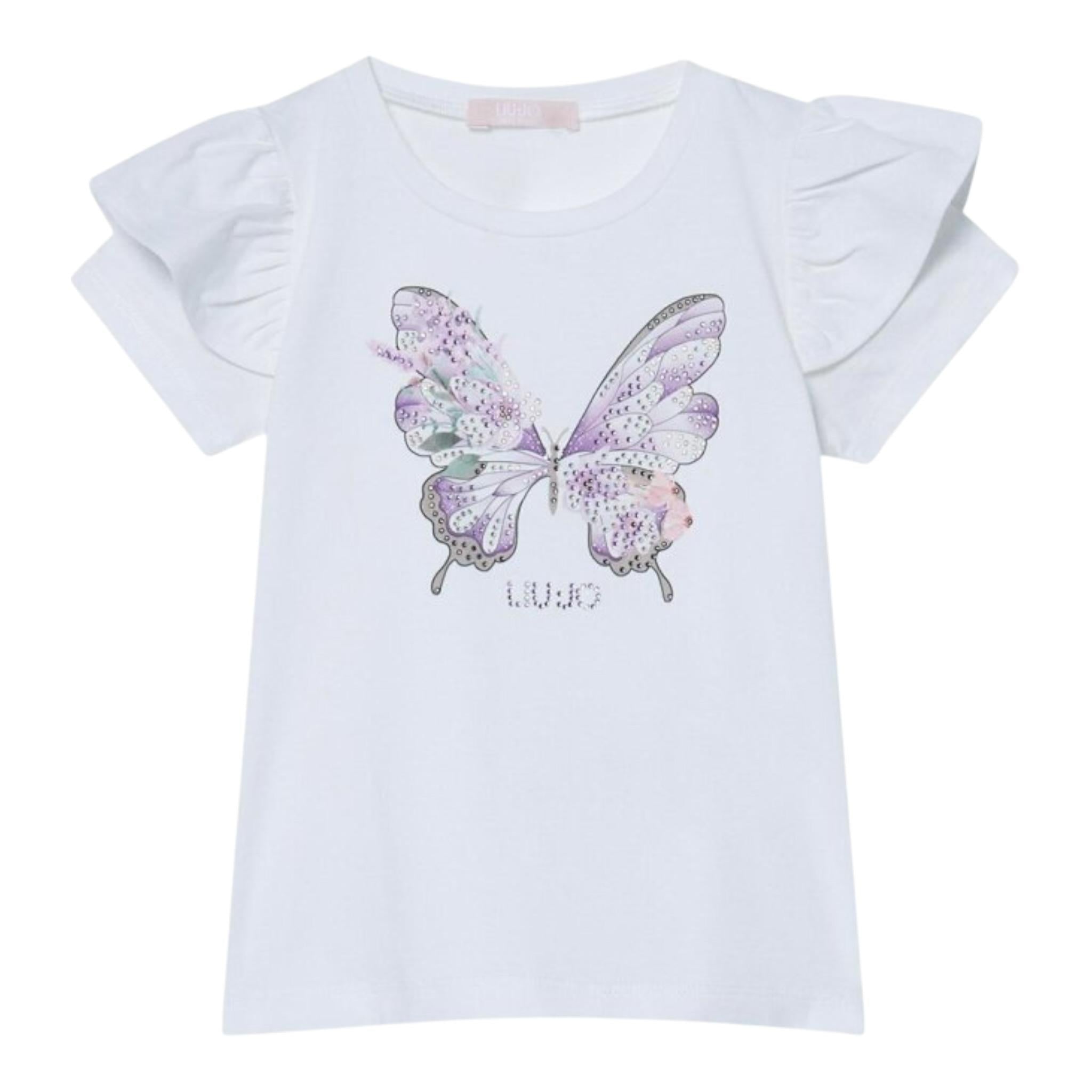 Liu Jo T-Shirt tinta unita con Brillantini Bianco per Bambina KA50922 BIANCO LIU JO 