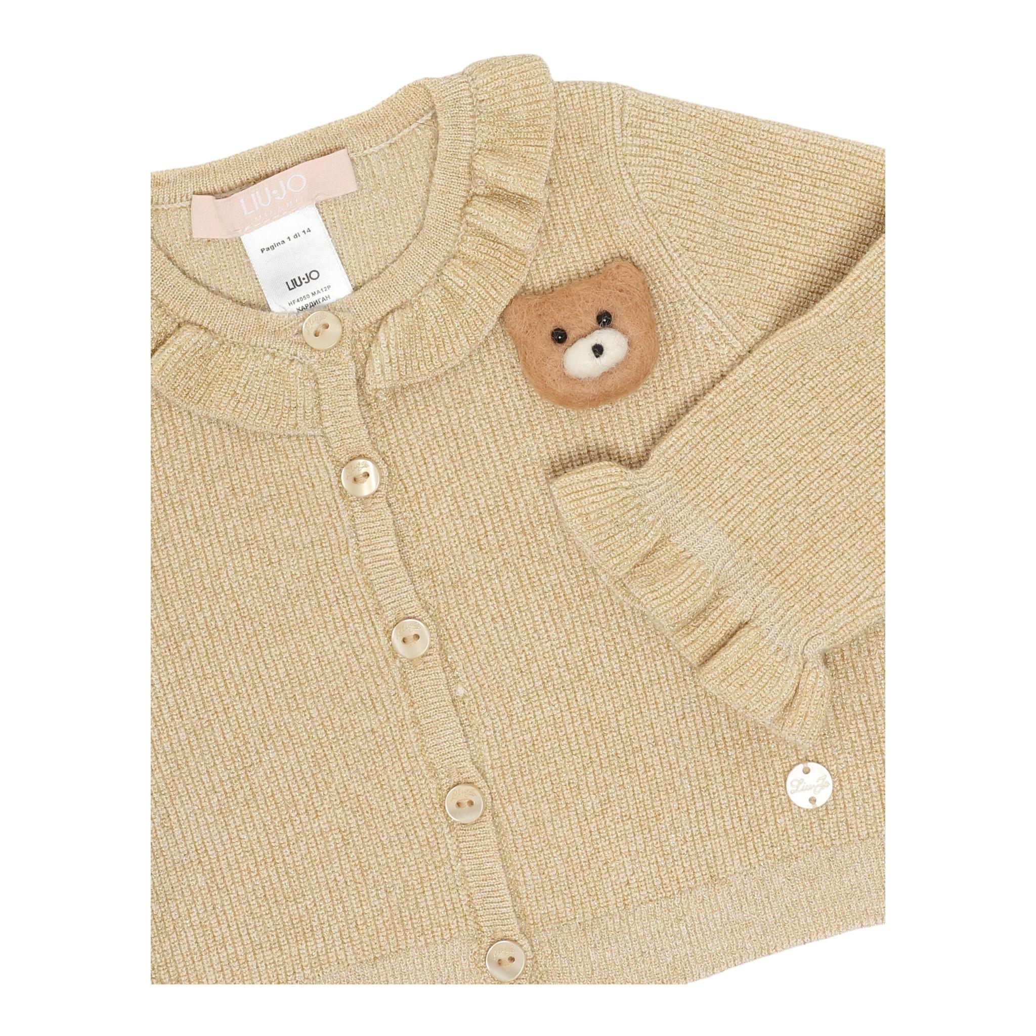 LIU JO cardigan tinta unita con applicazione orso Oro per Neonata HF4050 ORO LIU JO 