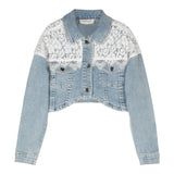 Twinset Giubbino In Denim Tinta Unita Con Ricami Azzurro Per Neonata