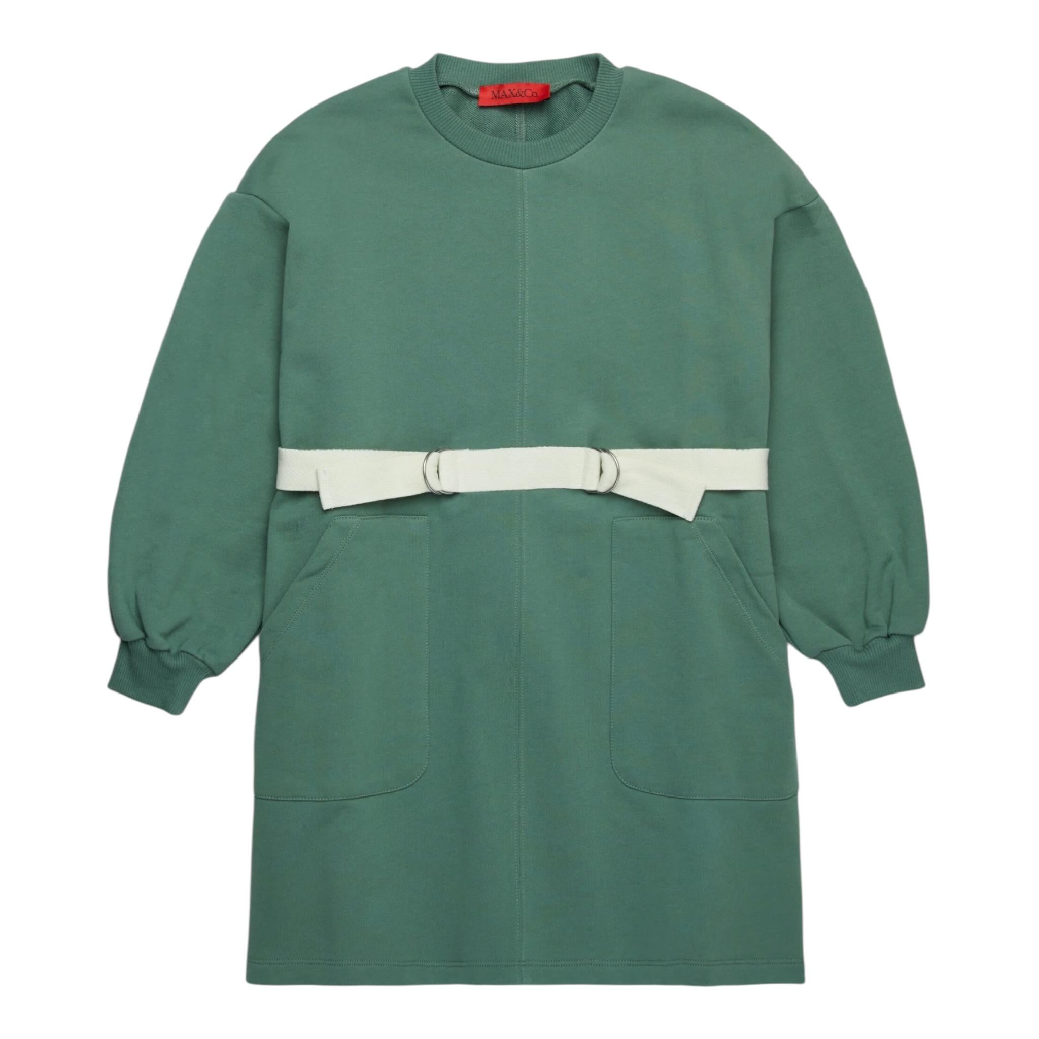 MAX&Co. abito in felpa tinta unita manica lunga Verde per Bambina MX0043 VERDE MAX&Co. 