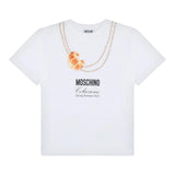 Moschino T-Shirt Girocollo Tinta Unita con Stampa per Bambina HIM060 BIANCO MOSCHINO 