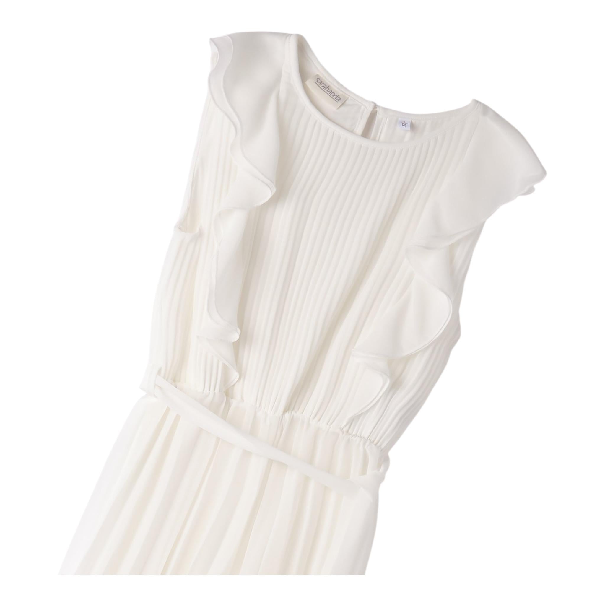 Sarabanda Tuta Intera Giromanica con Balze Tinta Unita per Bambina 0B497 BIANCO SARABANDA 