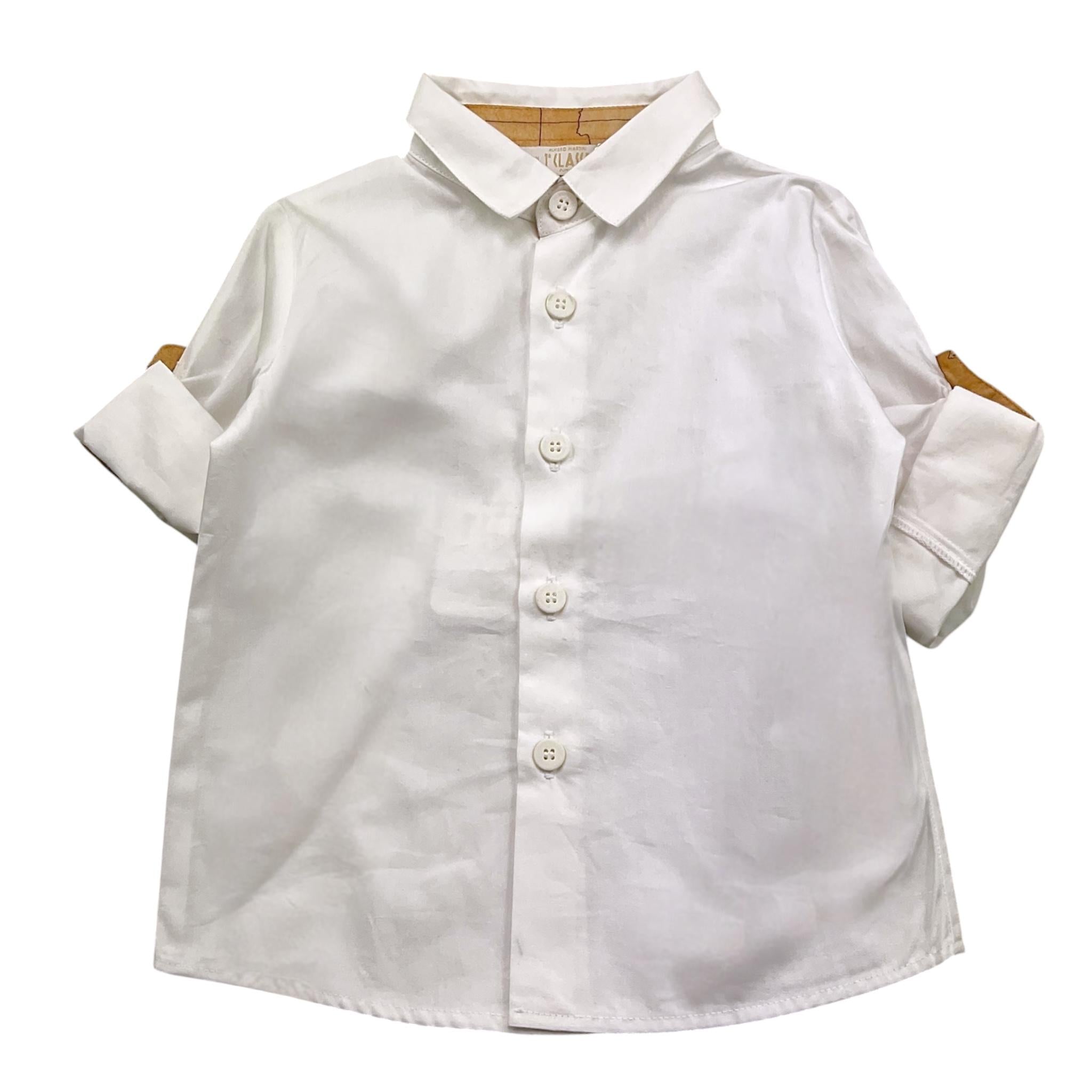 Prima Classe Camicia Manica Lunga Tinta Unita per Neonato ABCA155 BIANCO PRIMA CLASSE 