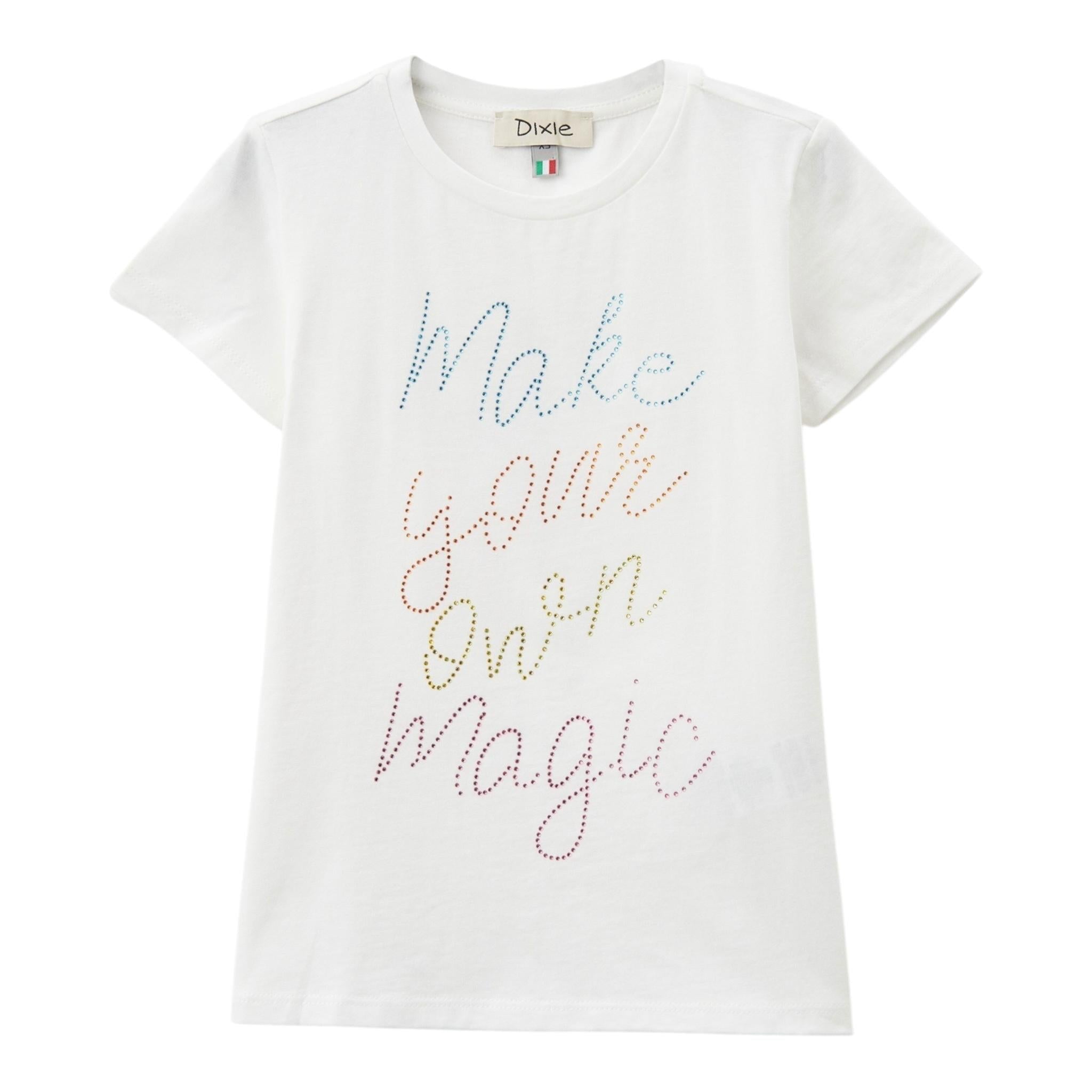 Dixie T-Shirt Tinta Unita Girocollo con Stampa per Bambina MB61030G39 BIANCO DIXIE 
