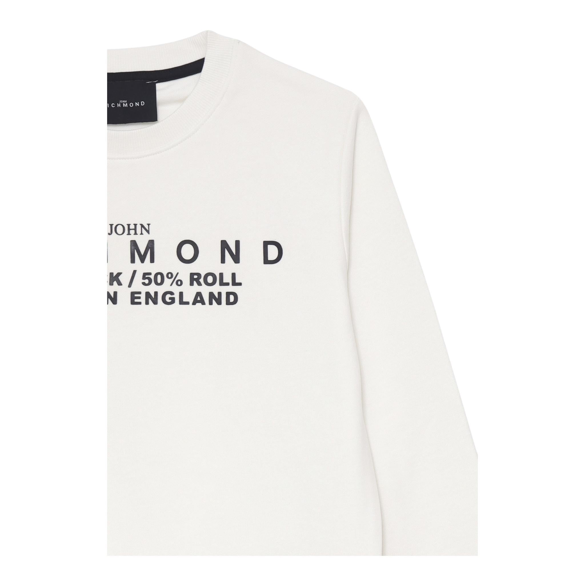 JOHN RICHMOND felpa chiusa girocollo tinta unita con logo Bianco per Bambino RBA24047FE BIANCO JOHN RICHMOND 