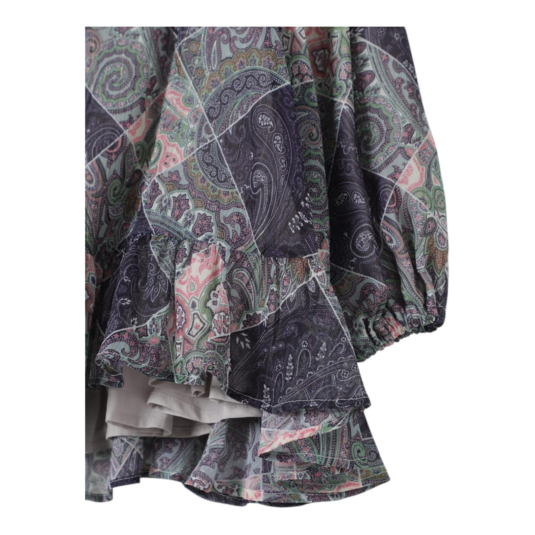 Etro Abito Manica Lunga Tinta Unita Stampa Fantasia per Bambina GW5A50 BLU ETRO 