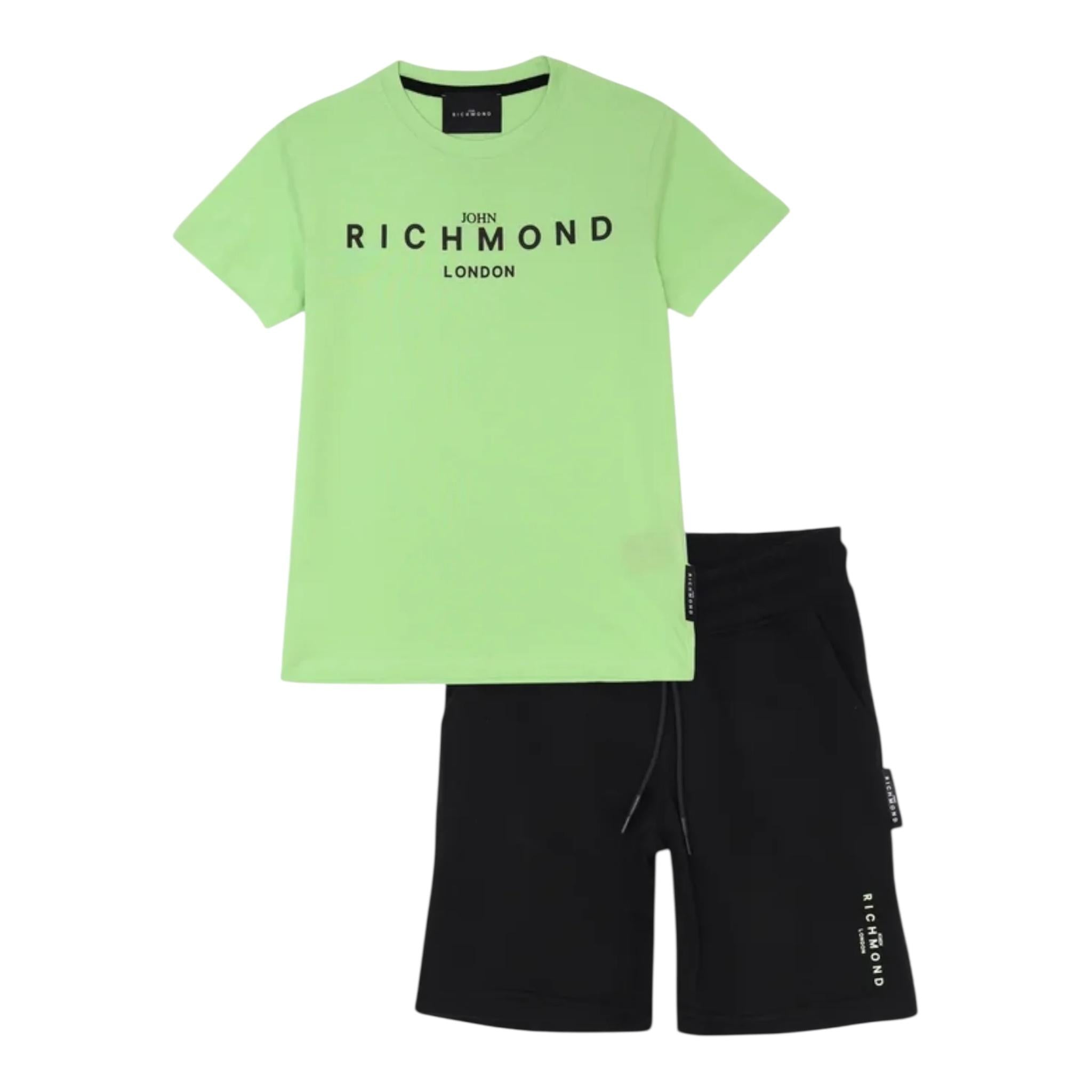 John Richmond Completo 2 Pezzi T-Shirt-Bermuda Bicolore per Bambino RBP25008CJ NERO/VERDE JOHN RICHMOND 