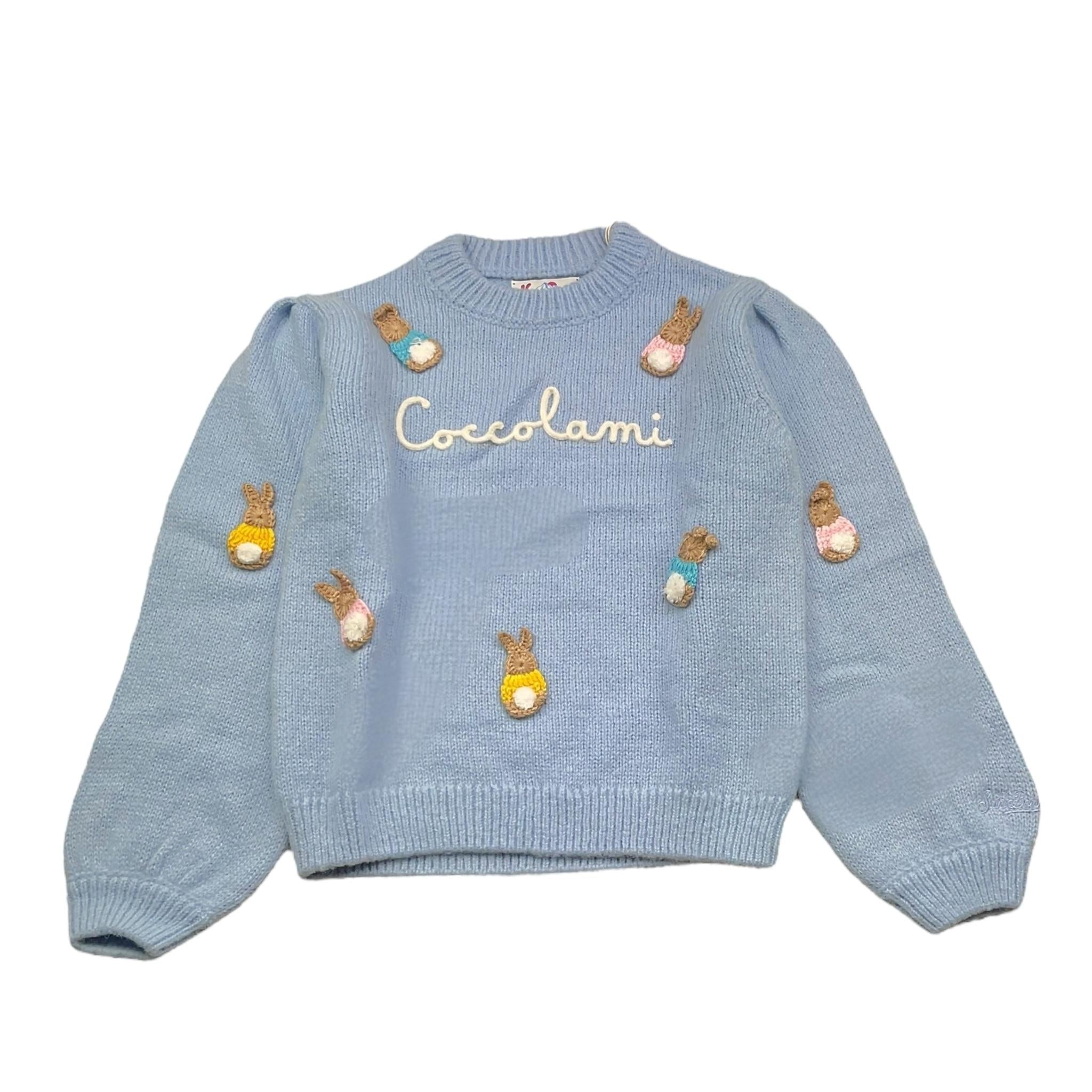 SAINT BARTH maglia mezzo collo tinta unita con ricami Azzurro per Bambina BLOM004 AZZURRO SAINT BARTH 