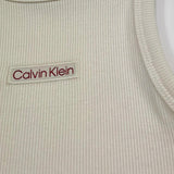 Calvin Klein Abito Tinta Unita Giromanica con Logo per Bambina IG0IG02906X PANNA CALVIN KLEIN 