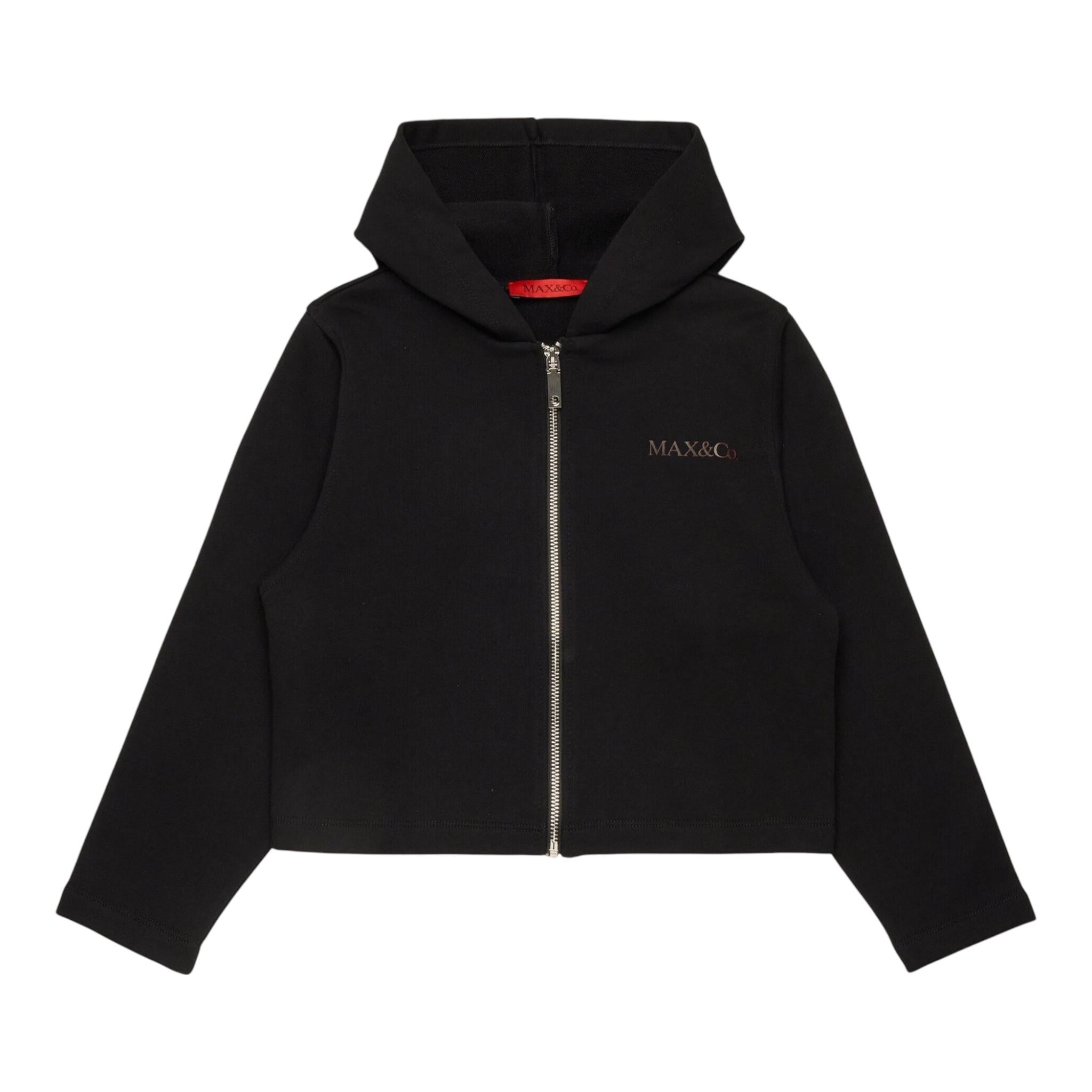 MAX&Co. felpa con zip e cappuccio tinta unita Nero per Bambina MX054 NERO MAX&Co. 