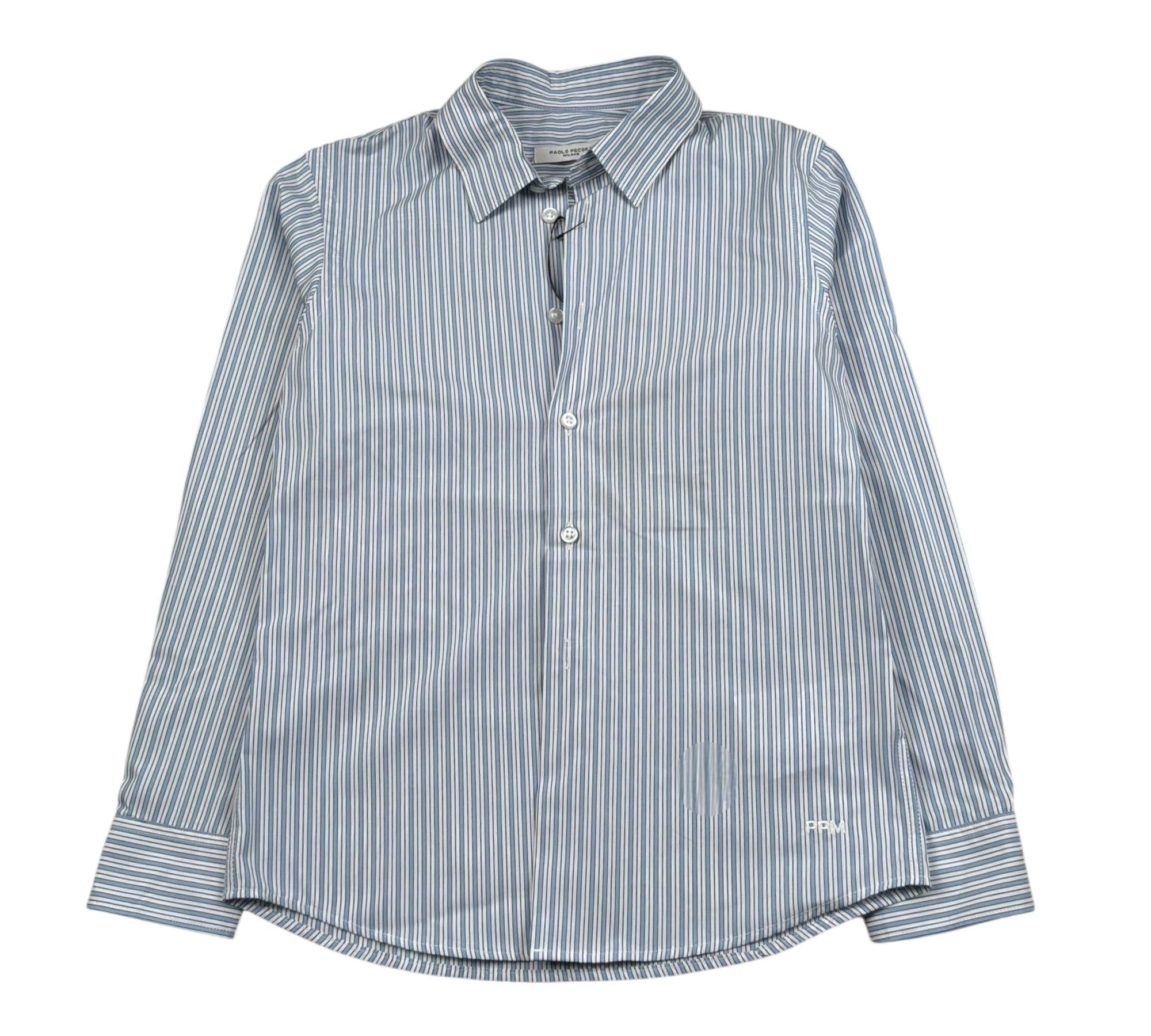 Paolo Pecora Camicia Manica Lunga Fantasia A Righe per Bambino PP4221 AZZURRO PAOLO PECORA 