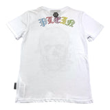 Philipp Plein T-Shirt Girocollo Tinta Unita con Stampa Brillantinata Bianco per Bambino