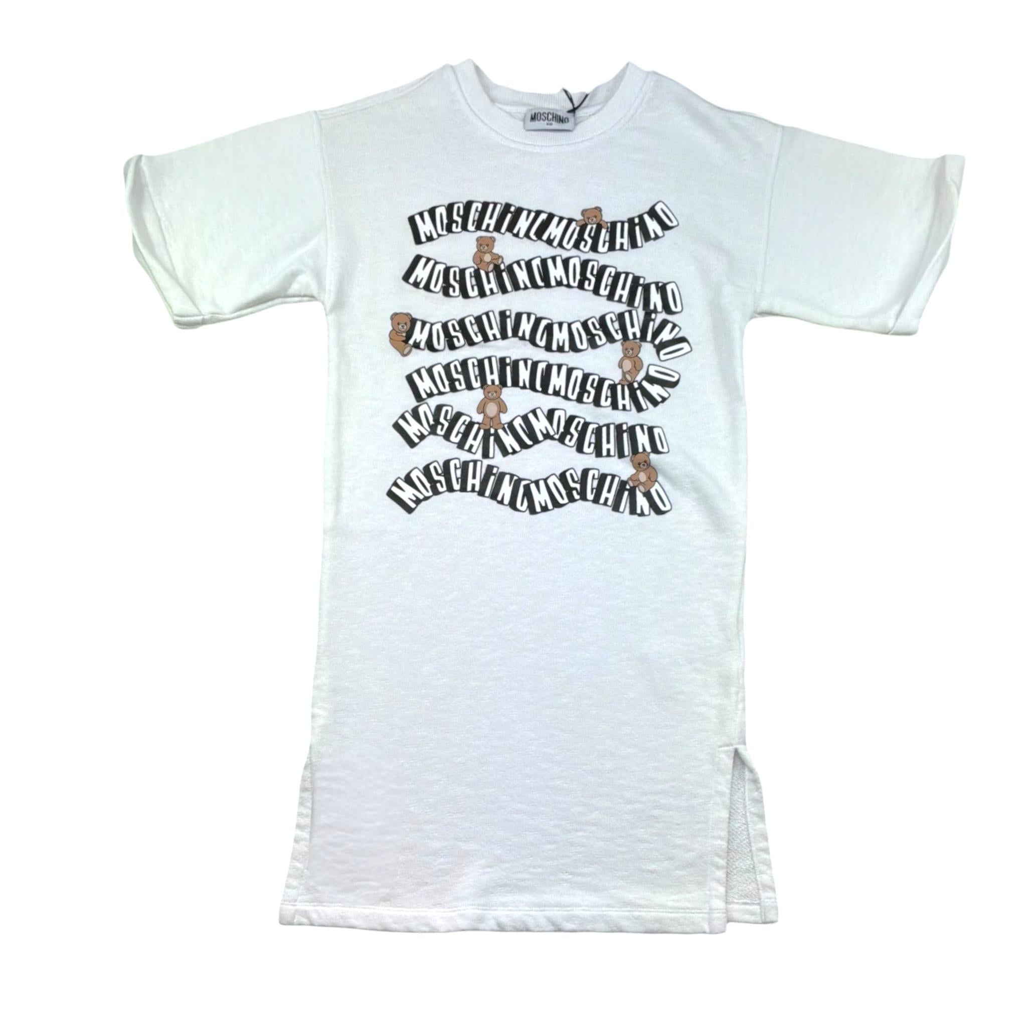 Moschino Abito Felpa Tinta Unita Girocollo con Stampa per Bambina HDV0HU BIANCO MOSCHINO 