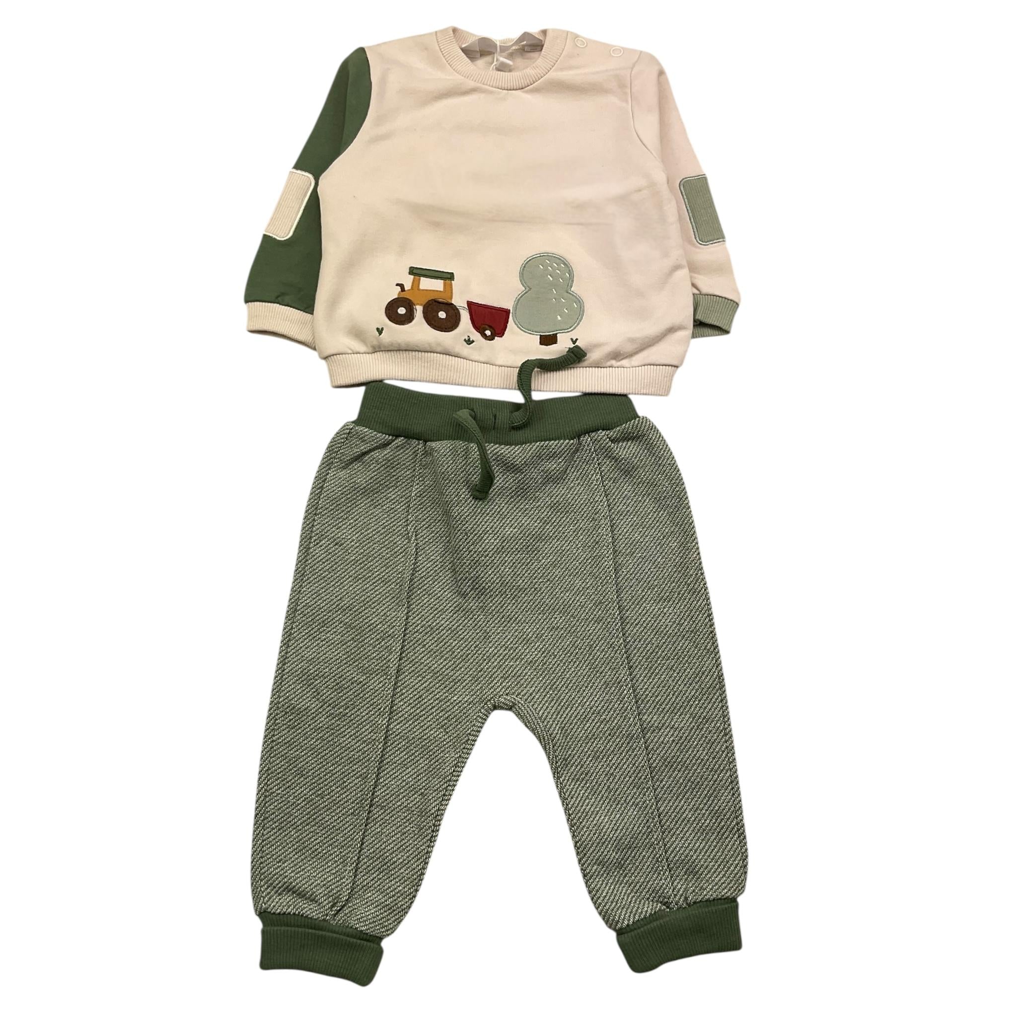 MAYORAL completo 2 pezzi felpa-pantalone  Biege/verde per Neonato 26255 BEIGE/VERDE MAYORAL 