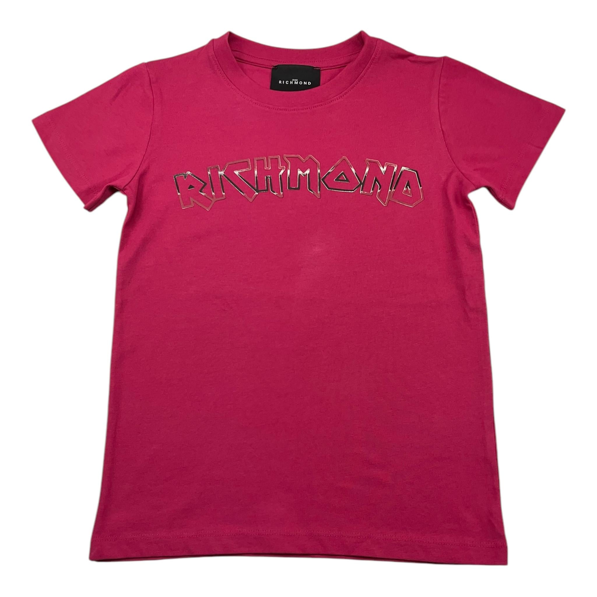 JOHN RICHMOND t-shirt girocollo tinta unita con stampa in contrasto Fuxia per Bambina RGA25215TS FUXIA JOHN RICHMOND 