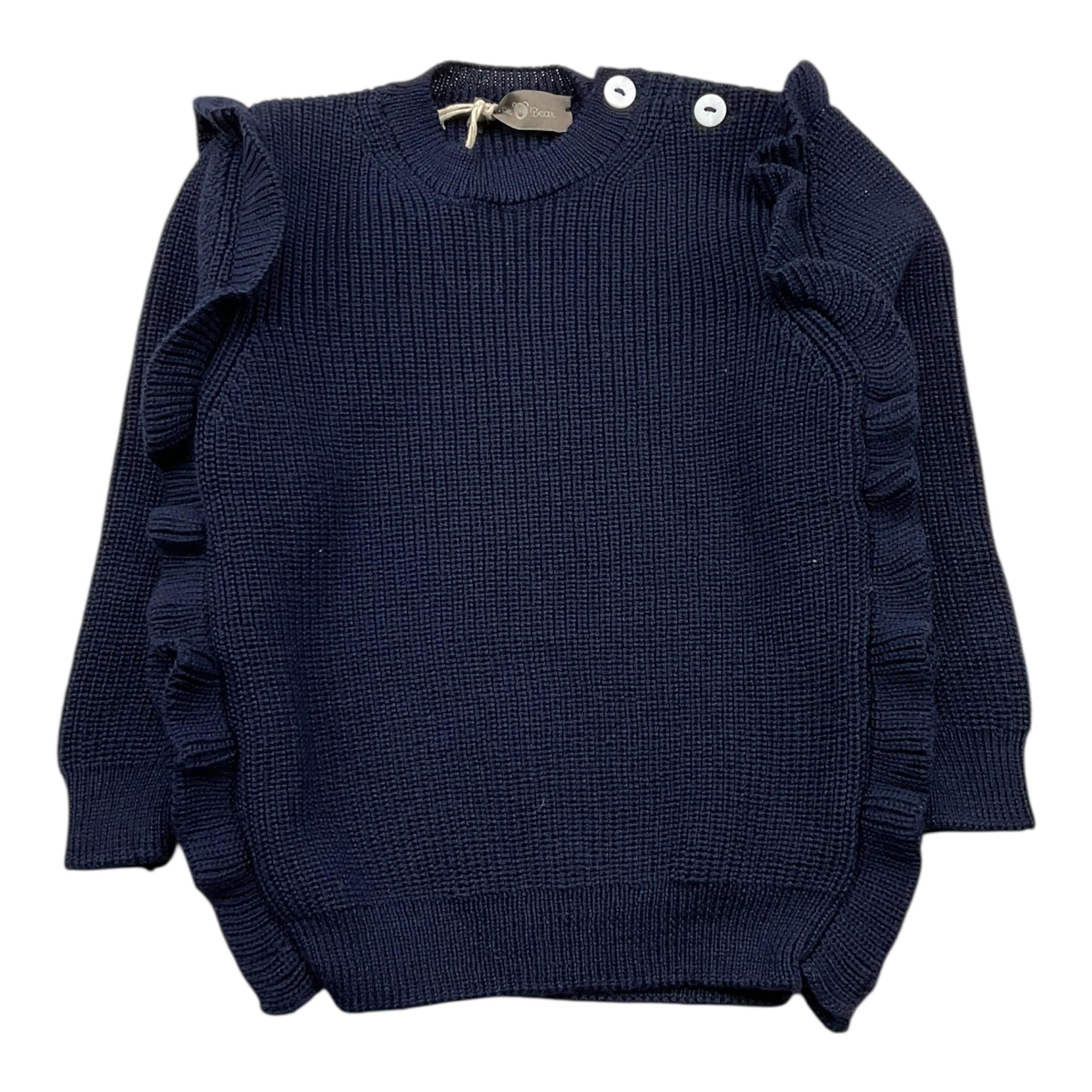 LITTLE BEAR maglia girocollo tinta unita con rouches Blu per Bambina 5141 BLU LITTLE BEAR 
