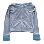 Juicy Couture Felpa Tinta Unita con Zip E Cappuccio per Bambina JBX6630 AZZURRO JUICY COUTURE 