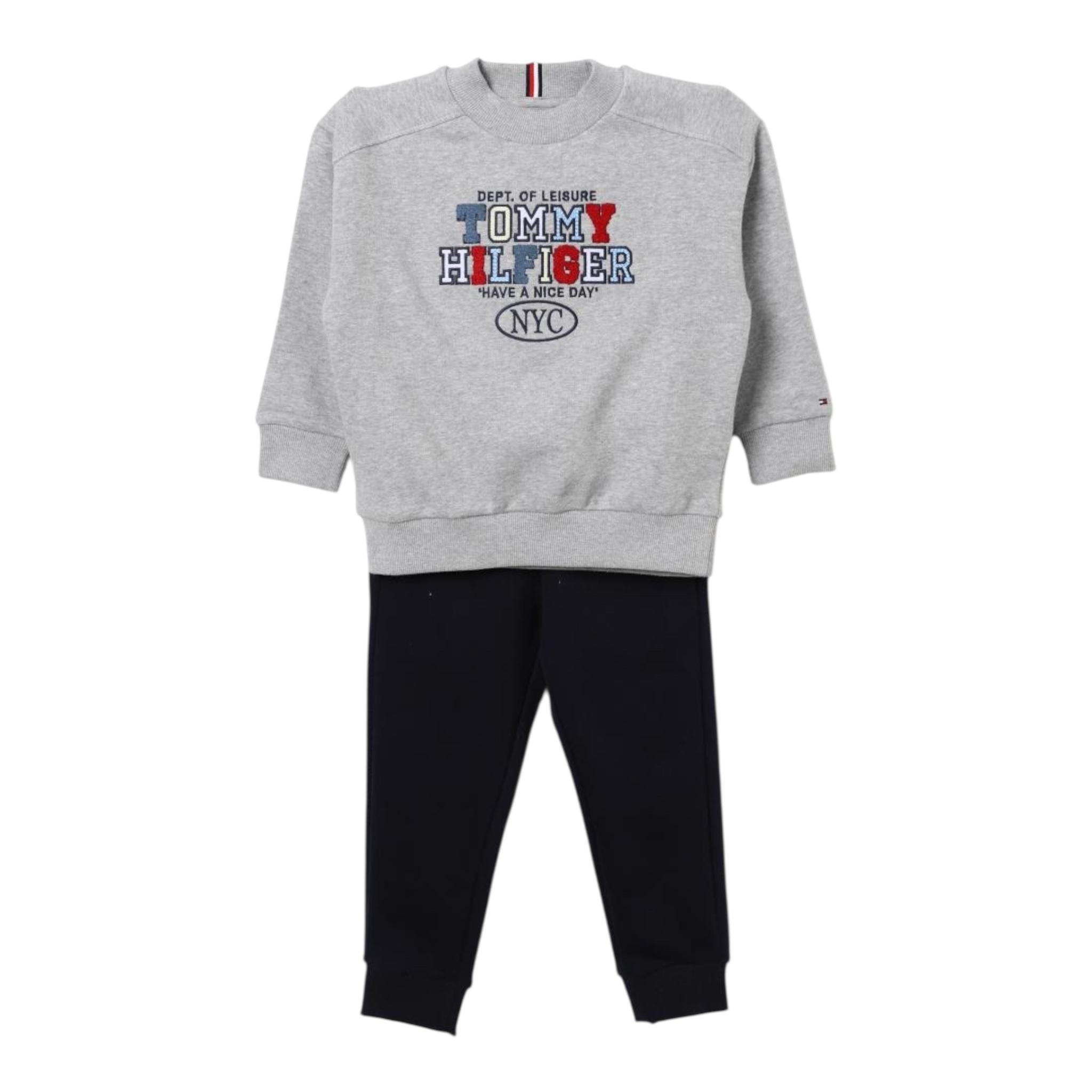 TOMMY HILFIGER completo 2pz bicolore felpa-pantalone Grigio/blu per Bambino KB0KB09059 GRIGIO/BLU TOMMY HILFIGER 