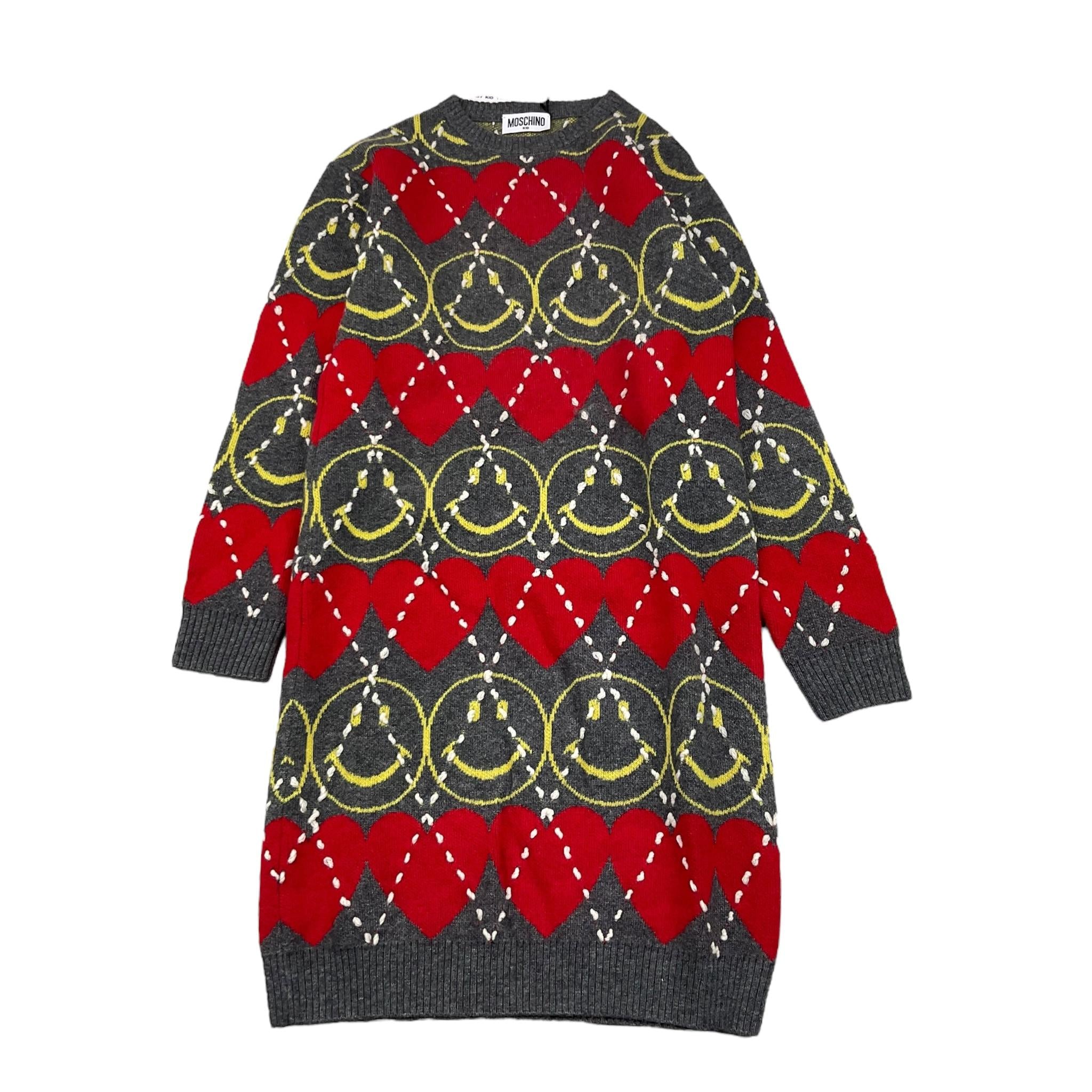 MOSCHINO abito in maglia tinta unita con stampa Grigio per Bambina HDV0H5 GRIGIO MOSCHINO 