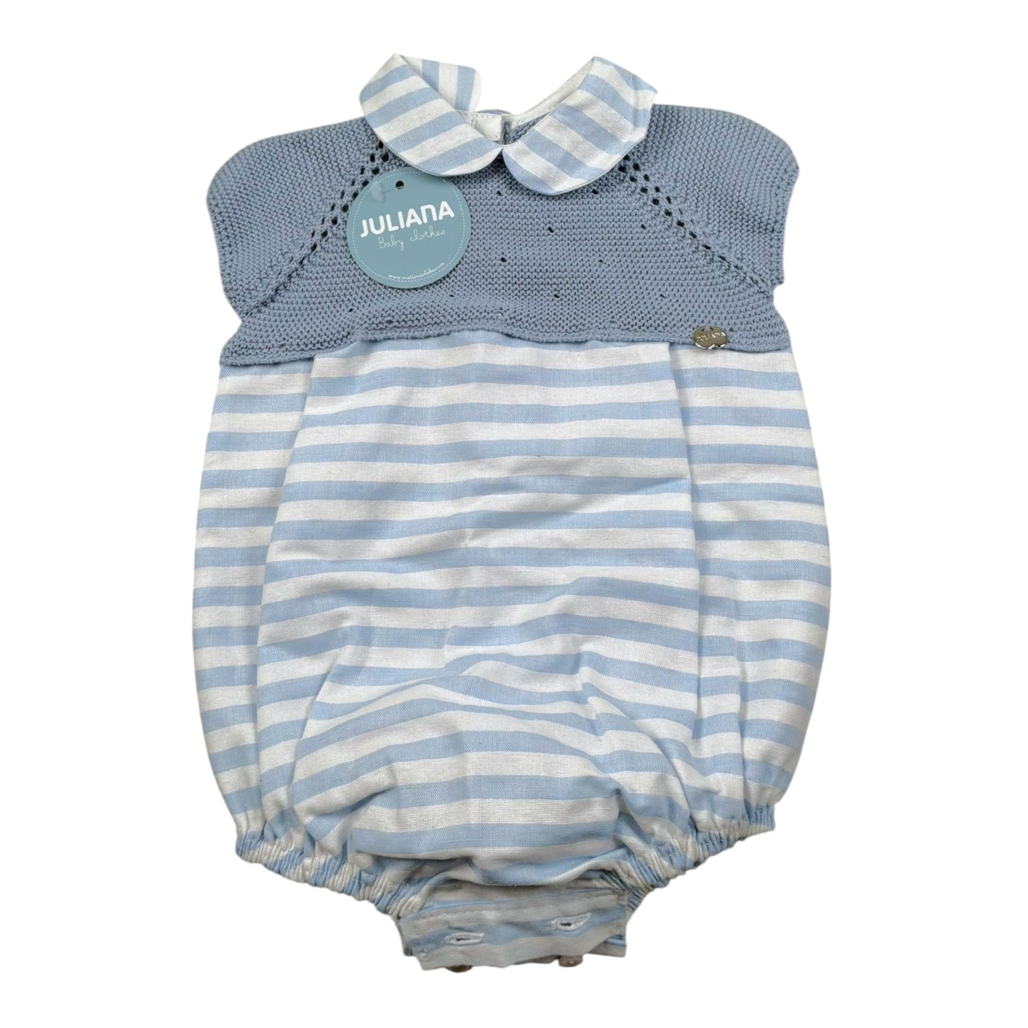 Juliana Pagliaccetto Mezza Manica Fantasia A Righe Azzurro Polvere per Neonato 25169X AZZURRO POLVERE JULIANA 